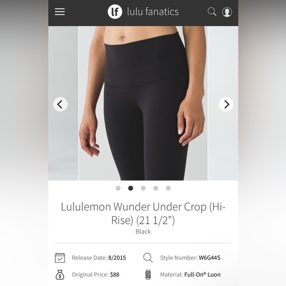 lululemon athletica Pants - Lululemon Black Wunder Under Crop Leggings Women’s Size 8